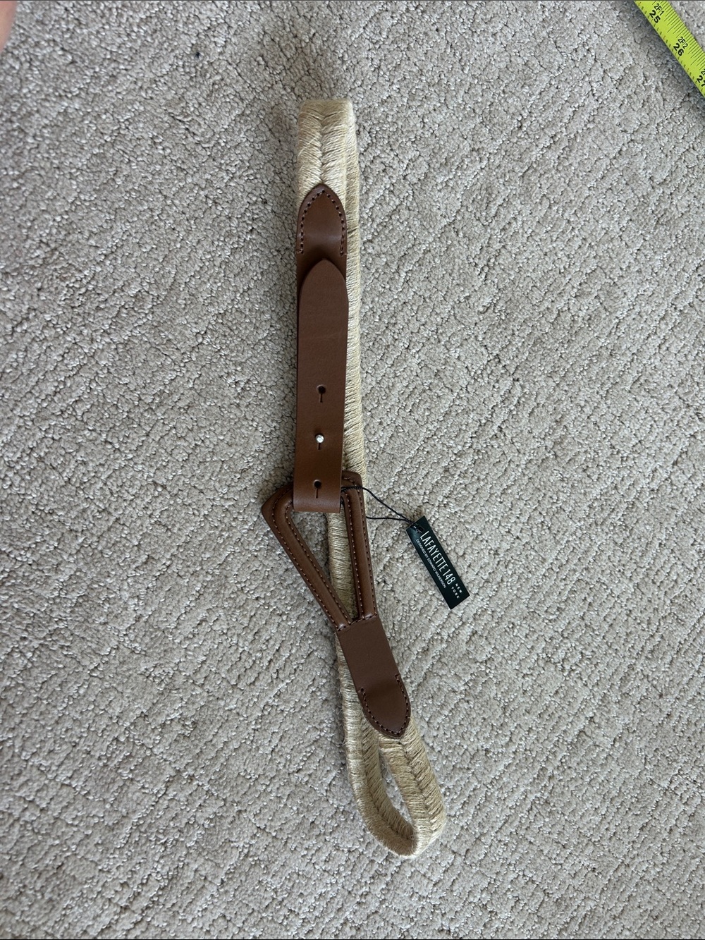 Lafayette 148 New York Natural and Brown Braided Raffia Belt